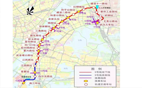 武漢地鐵5號(hào)線最新線路圖（開(kāi)通時(shí)間+最新站點(diǎn)）