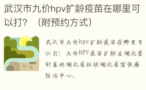 武漢市九價hpv擴齡疫苗在哪里打