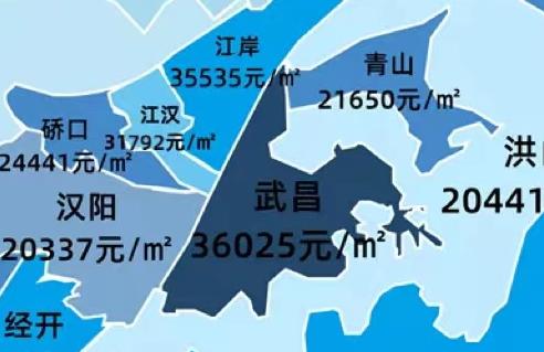 武漢各區(qū)房價分布圖2022